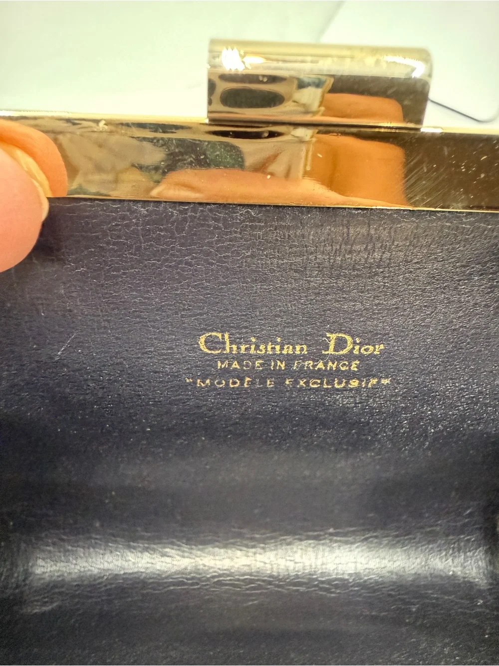 Authentic Vintage Christian Dior Black Trotter Monogram Clasp Coin Purse Pouch